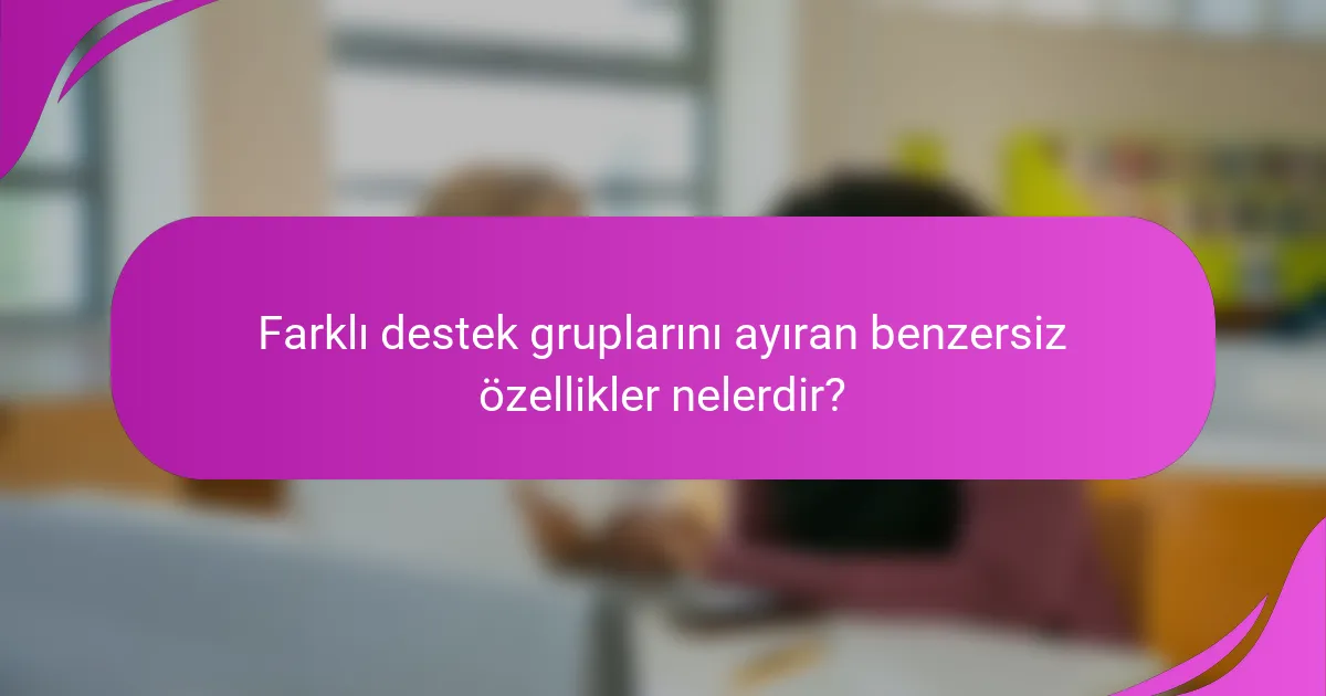 Farklı destek gruplarını ayıran benzersiz özellikler nelerdir?
