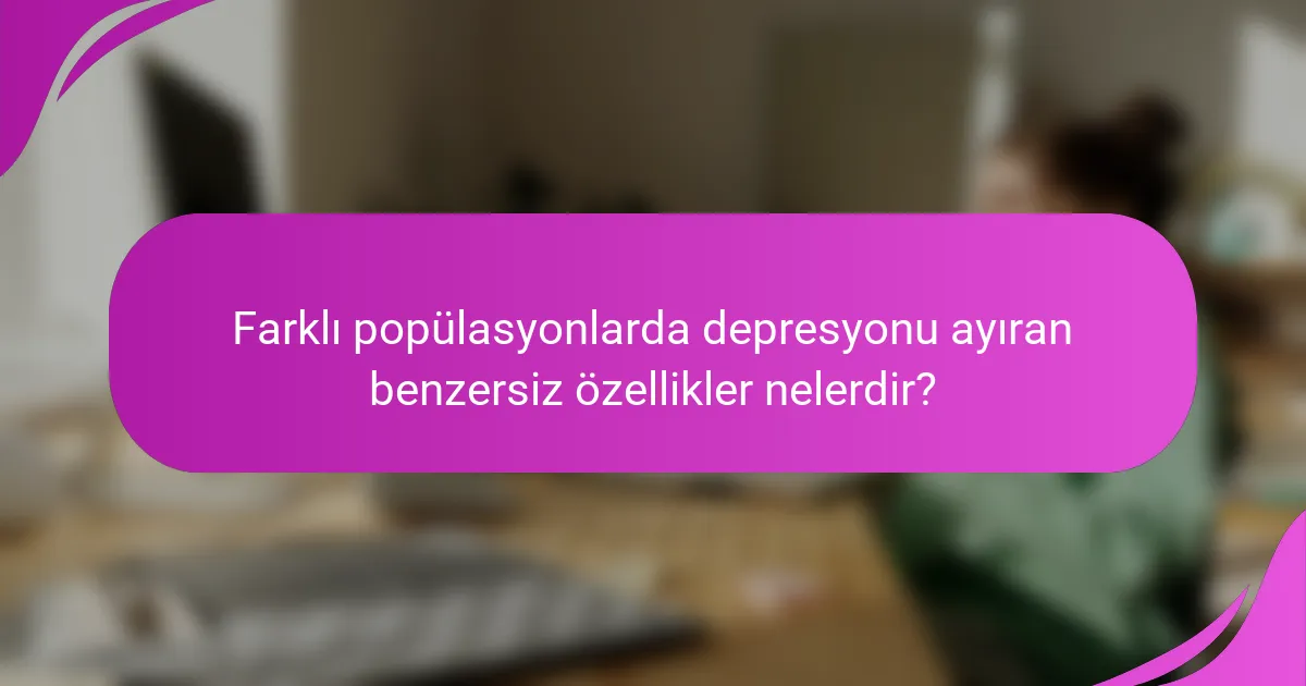 Farklı popülasyonlarda depresyonu ayıran benzersiz özellikler nelerdir?