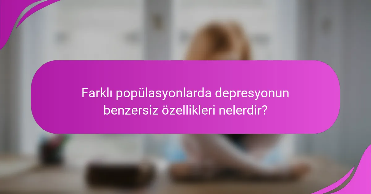 Farklı popülasyonlarda depresyonun benzersiz özellikleri nelerdir?