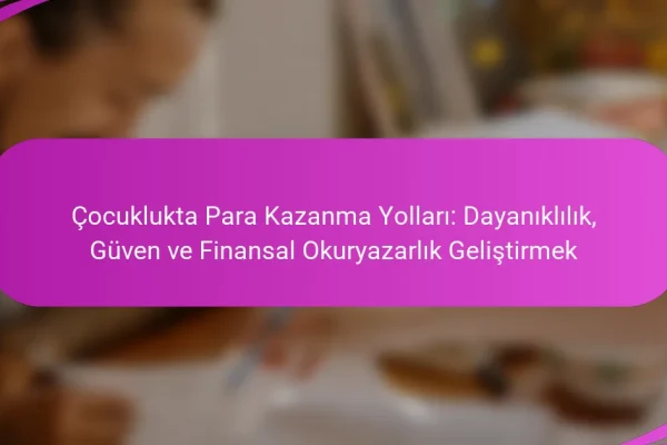Çocuklukta Para Kazanma Yolları: Dayanıklılık, Güven ve Finansal Okuryazarlık Geliştirmek