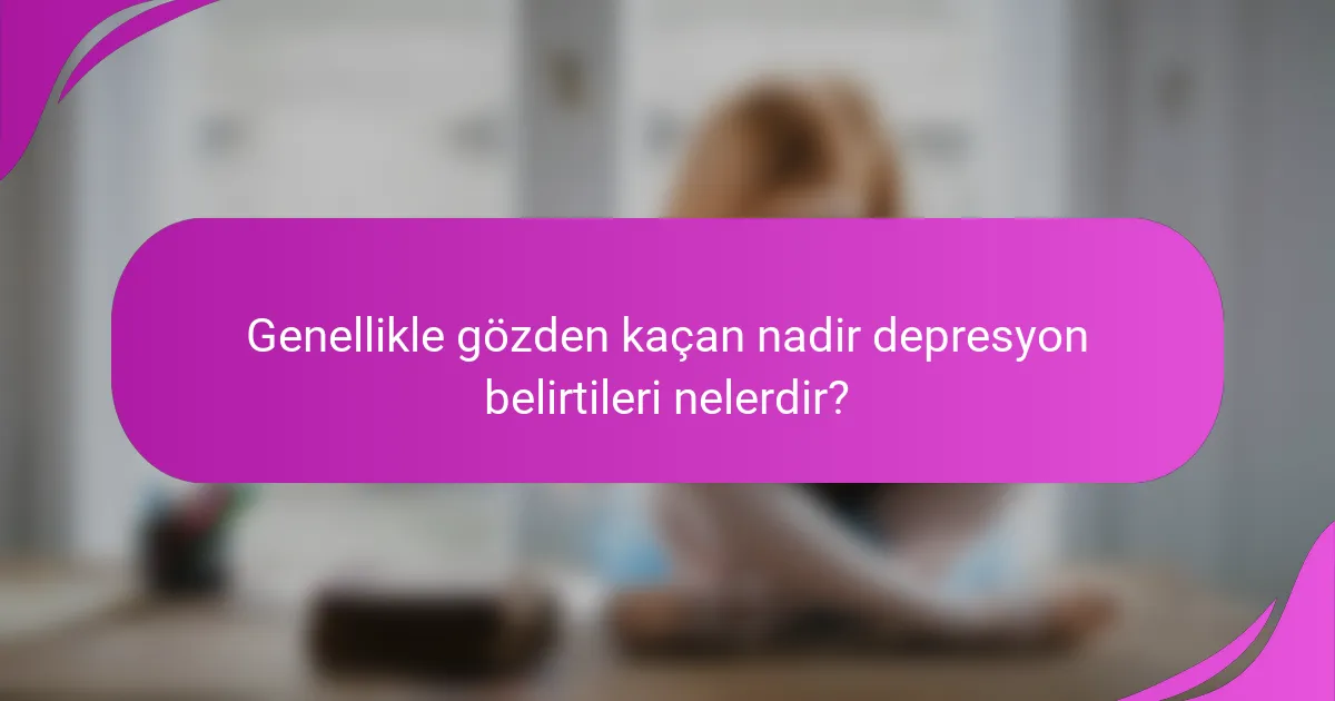 Genellikle gözden kaçan nadir depresyon belirtileri nelerdir?