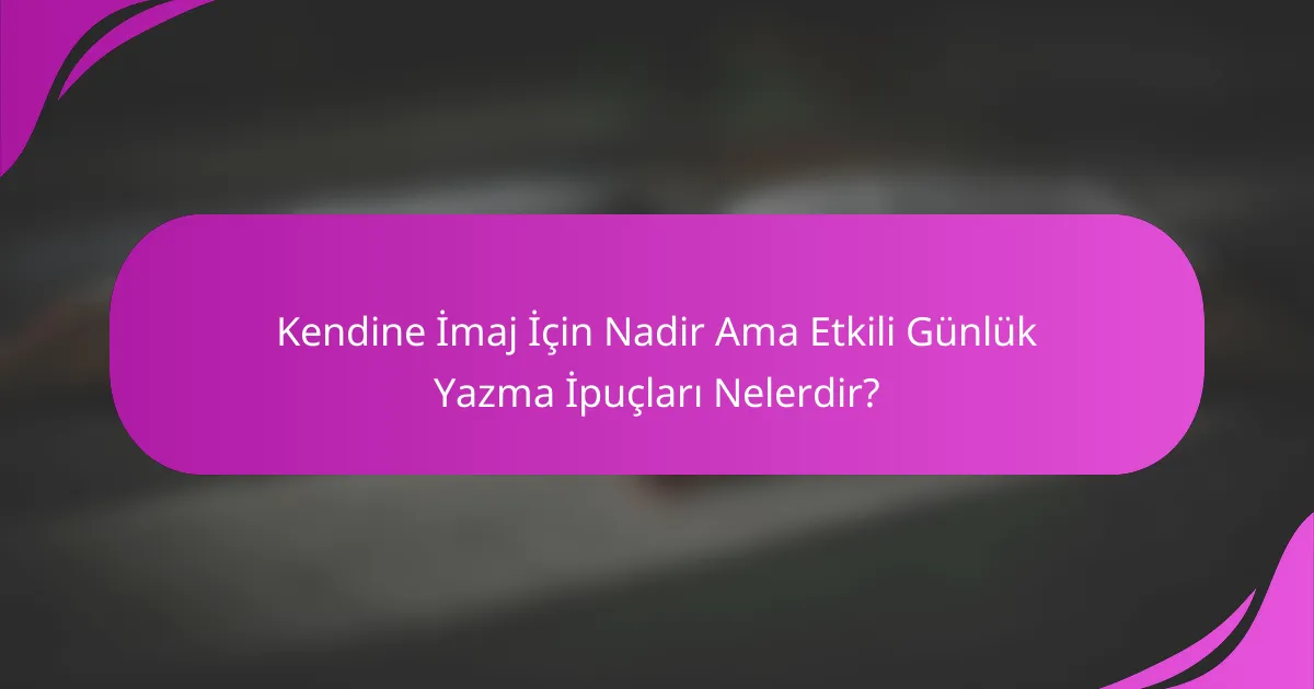 Kendine İmaj İçin Nadir Ama Etkili Günlük Yazma İpuçları Nelerdir?