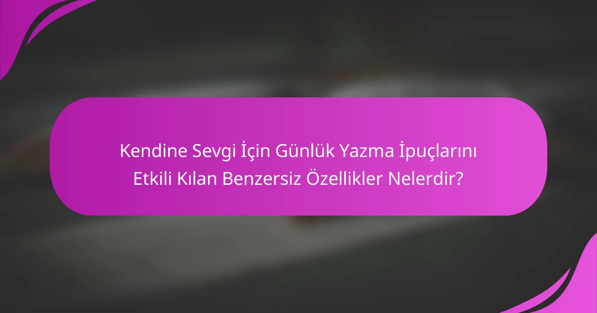 Kendine Sevgi İçin Günlük Yazma İpuçlarını Etkili Kılan Benzersiz Özellikler Nelerdir?