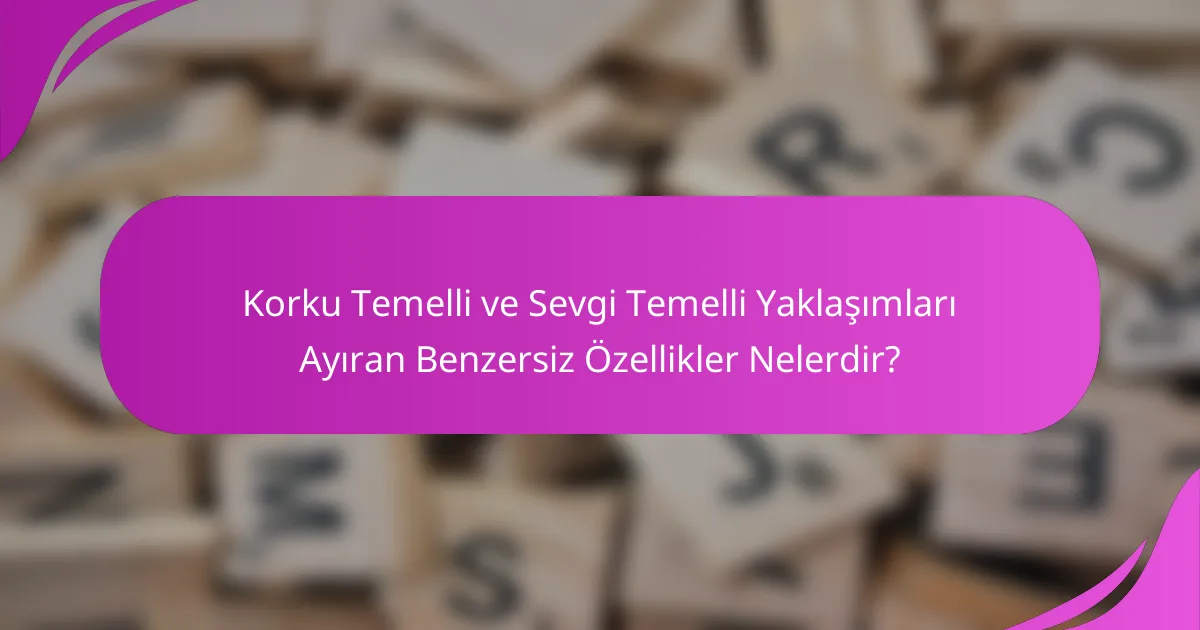 Korku Temelli ve Sevgi Temelli Yaklaşımları Ayıran Benzersiz Özellikler Nelerdir?